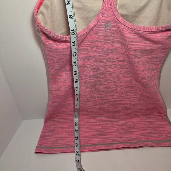 Lululemon Power Y Heathered Pink Racerback Tank w/ Built-In Bra - Picture 10 of 10